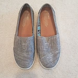 Tom's Avalon Canvas Slip Ons Gray 7.5